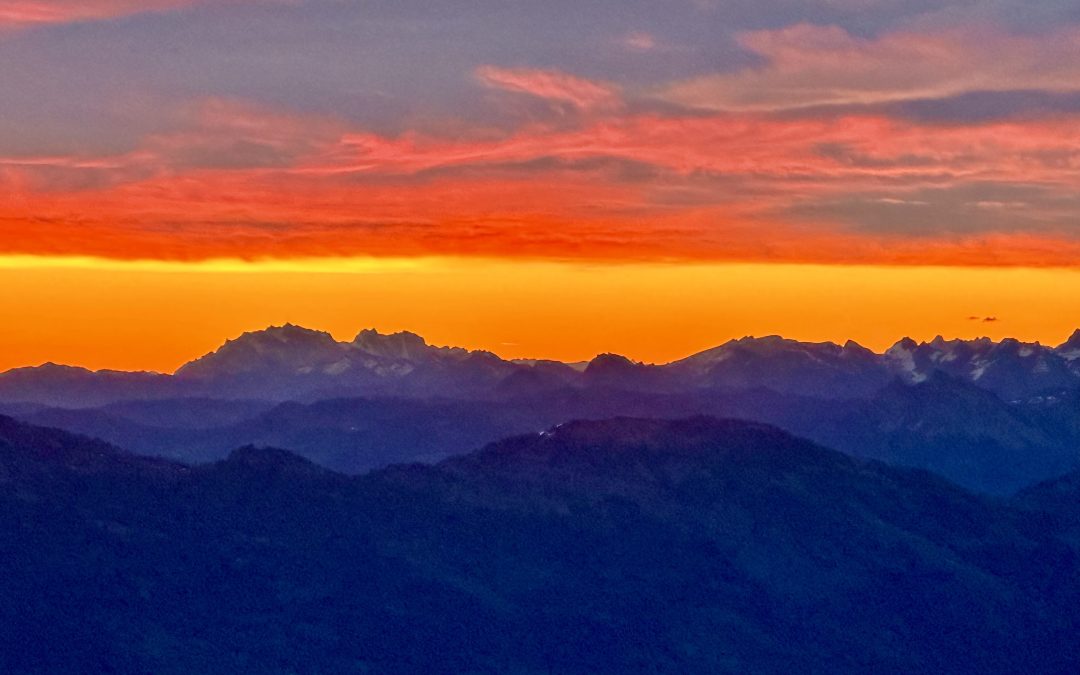 Sunrise over the Swiss Alps from Mt. Pilatus during an overnight stay.